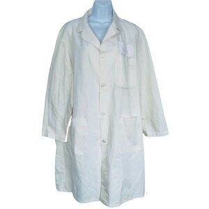 Vintage Lab Coat Mens M White Uniform Jacket Workwear Pockets Long Sleeve